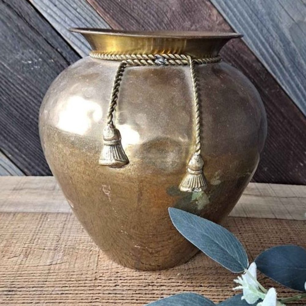 Vintage Roped Brass Planter